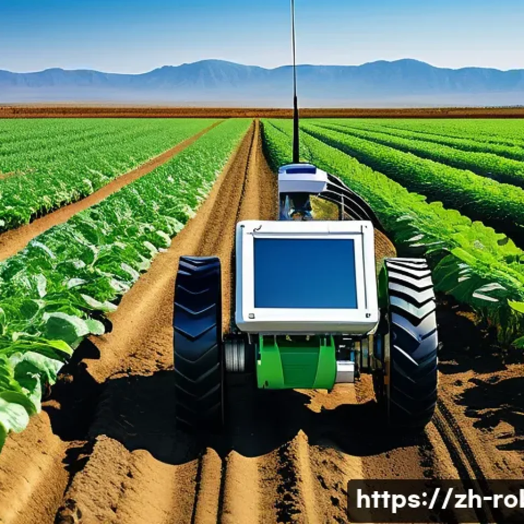 로봇 기반 자율 농업 - A modern agricultural robot equipped with multiple smart sensors such as soil moisture detectors, nu...