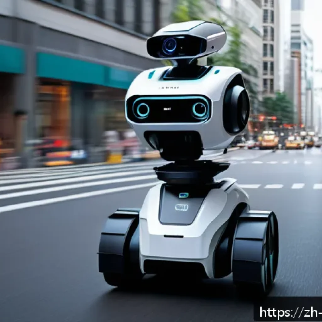 로봇의 양자 컴퓨팅 적용 - A futuristic autonomous robot equipped with multiple sensors—lidar, cameras, and ultrasonic devices—...