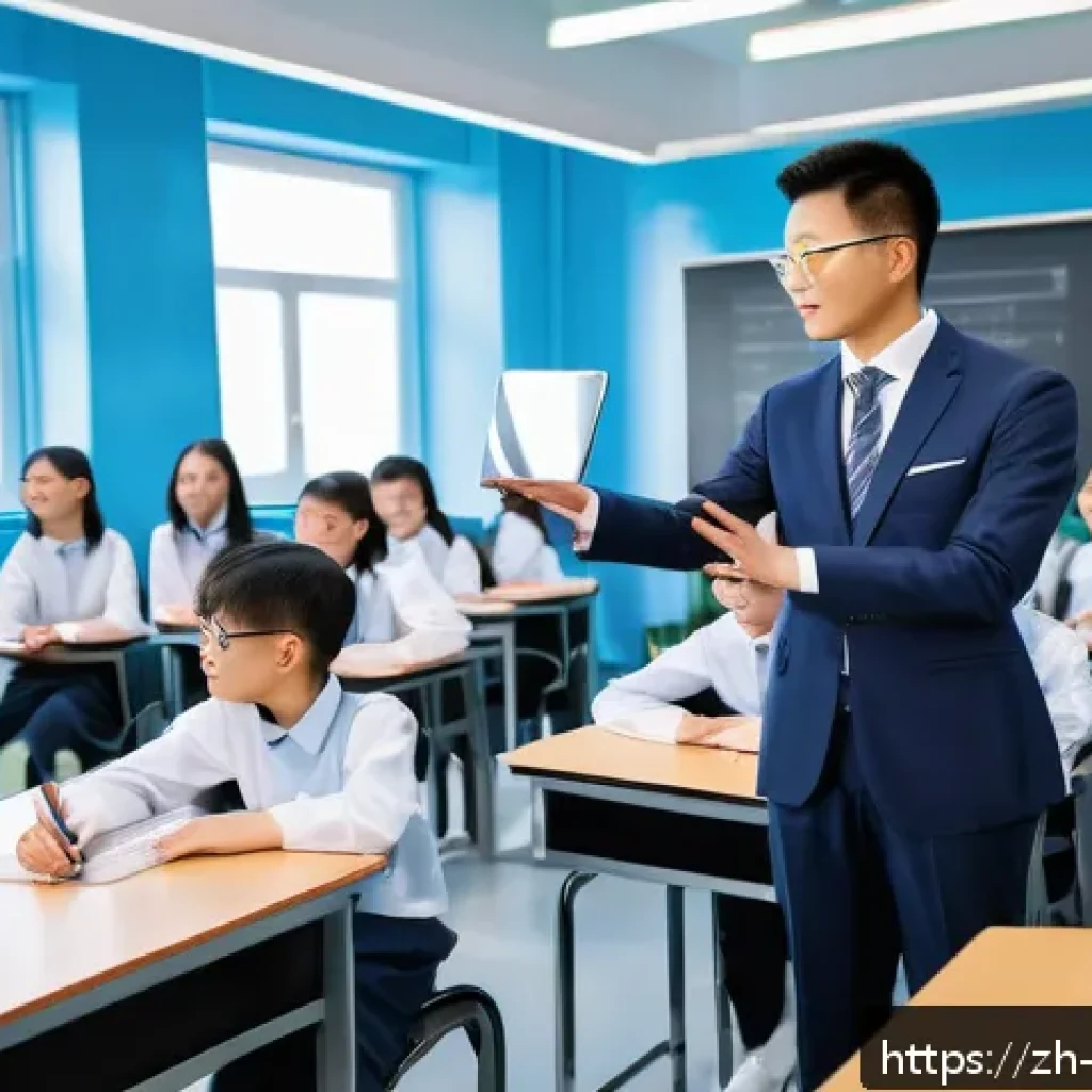 로봇 공학 교수 연구 사례 - A futuristic classroom scene featuring a humanoid robot professor wearing smart glasses and a neat s...