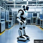 로봇용 임베디드 시스템 - A futuristic industrial robot equipped with multiple sensors including cameras, laser scanners, and ...
