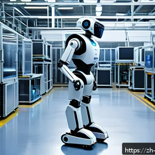 로봇용 임베디드 시스템 - A futuristic industrial robot equipped with multiple sensors including cameras, laser scanners, and ...