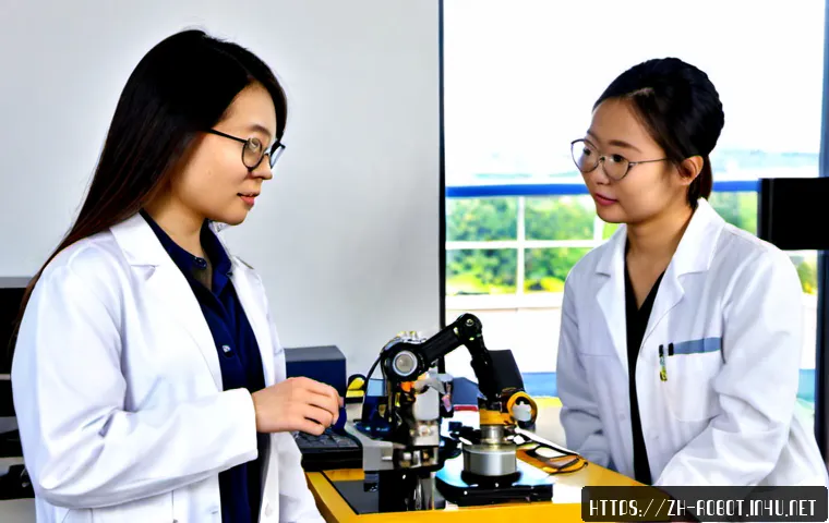 로봇 공학과 기계공학 - Photorealistic university engineering laboratory, clear side-by-side comparison: a robotics engineer...